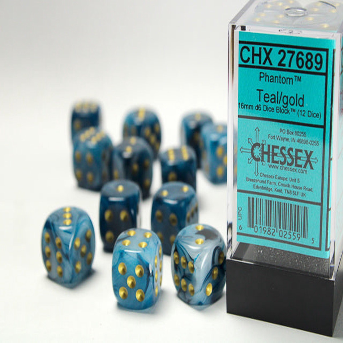Chessex - Phantom 16mm d6 Dice Block (12 dice)
