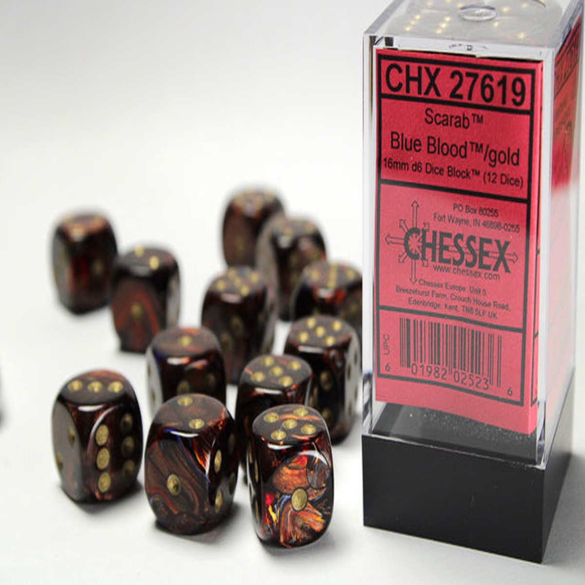 Chessex - Scarab 16mm d6 Dice Block (12 dice)