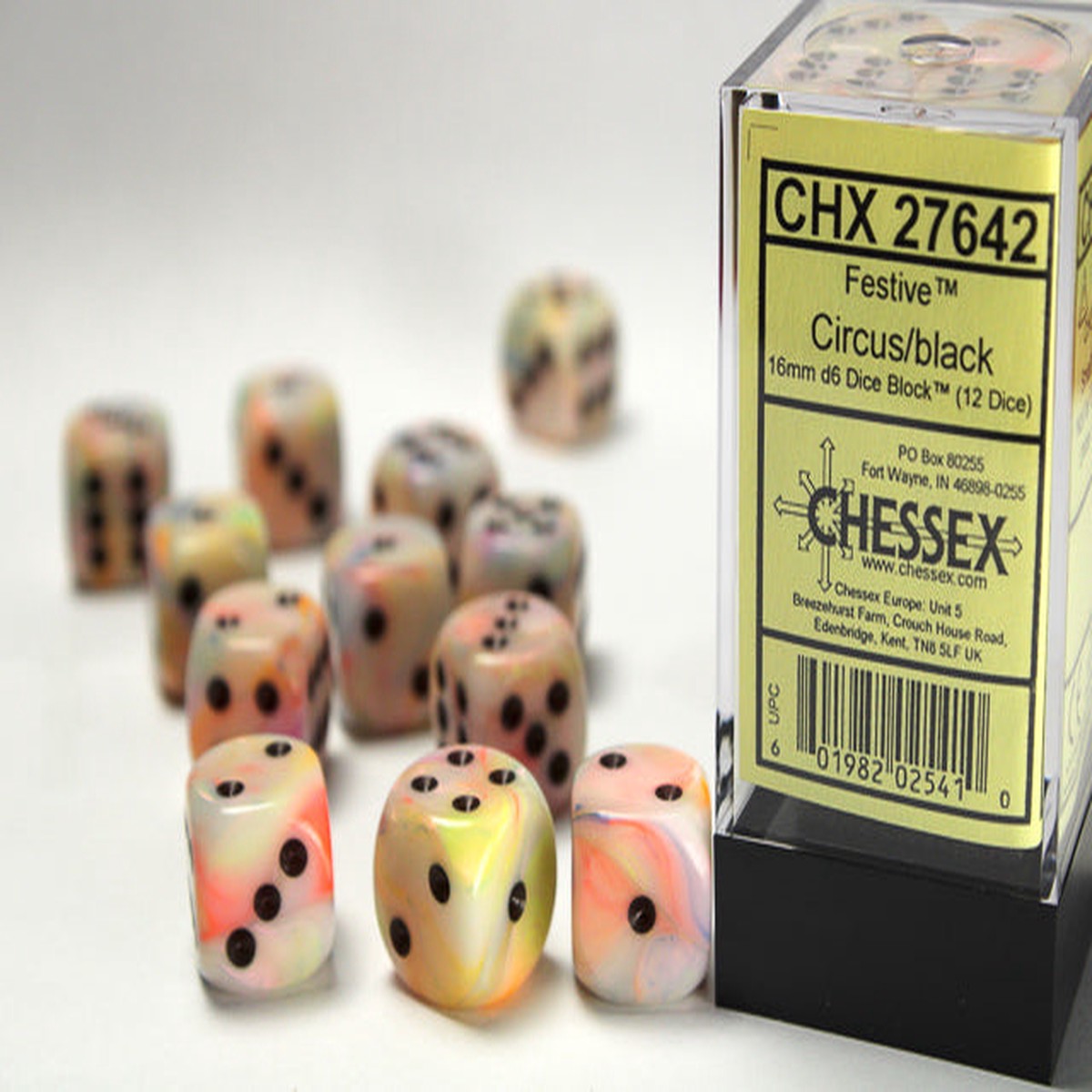 Chessex - Festive 16mm d6 Dice Block (12 dice)
