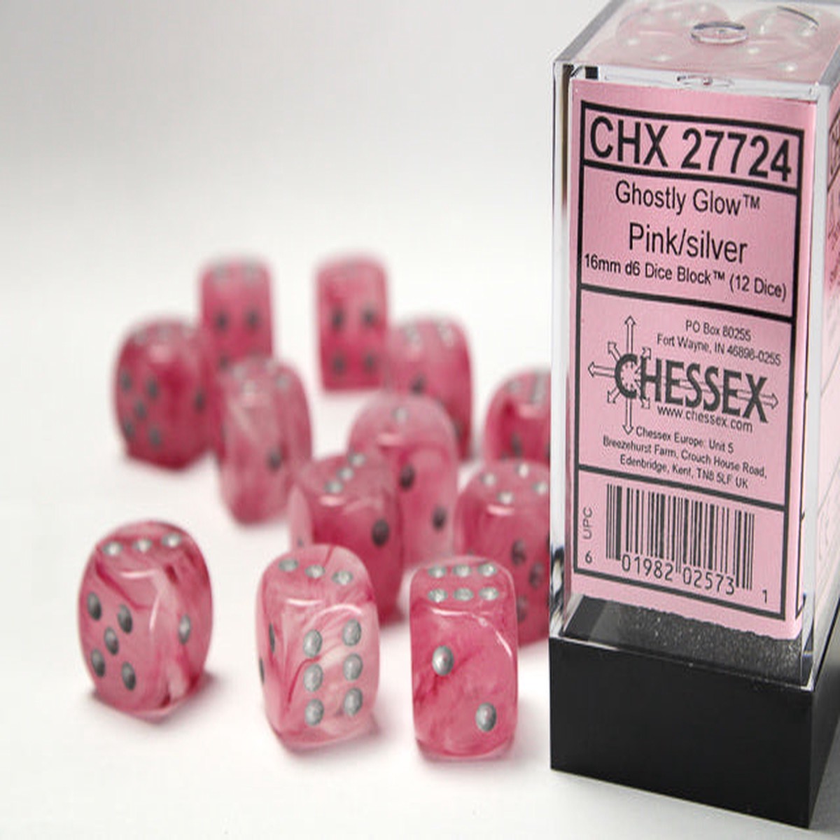 Chessex - Ghostly Glow 16mm d6 Dice Block (12 dice)
