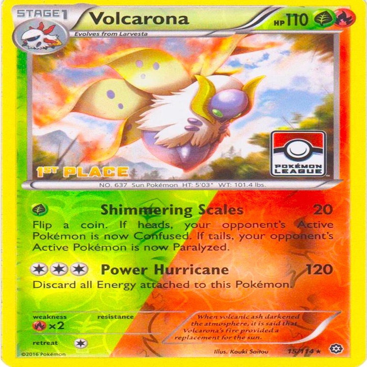 Volcarona - 15/114 (Pokemon League) [1st Place] [PR - 015/114]