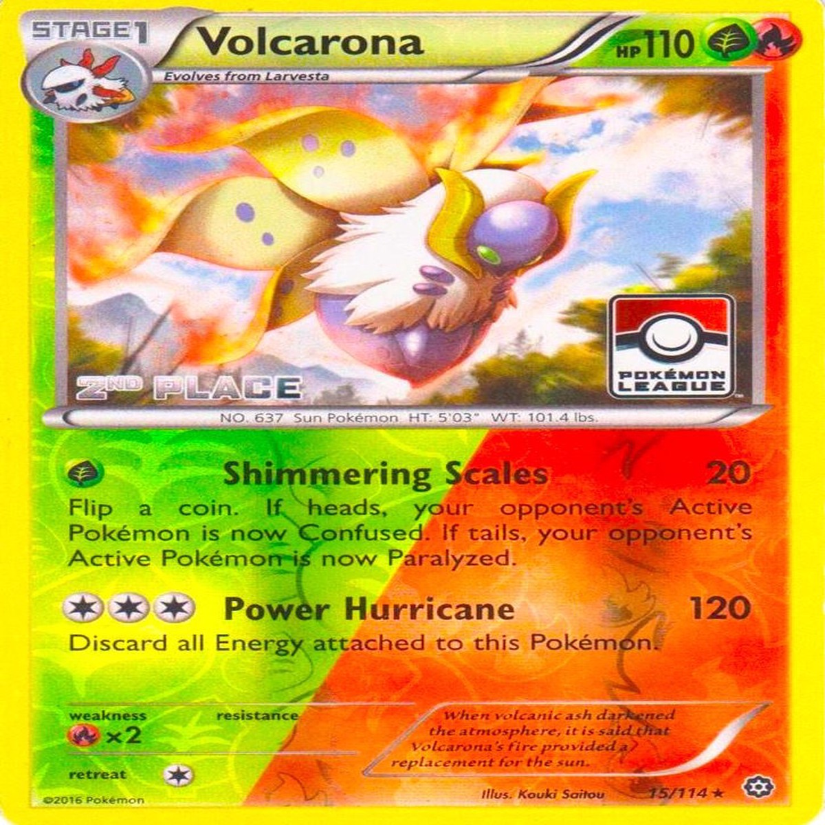 Volcarona - 15/114 (Pokemon League) [2nd Place] [PR - 015/114]